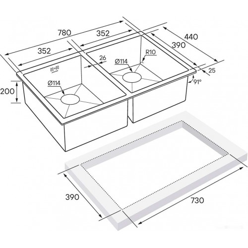 Кухонная мойка Paulmark PM237844-BS