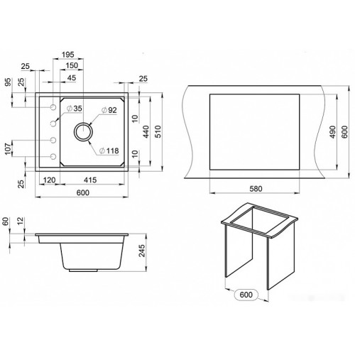 Кухонная мойка Granula KS-6004 (шварц)