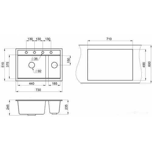 Кухонная мойка Granula KS-7302 (алюминиум)