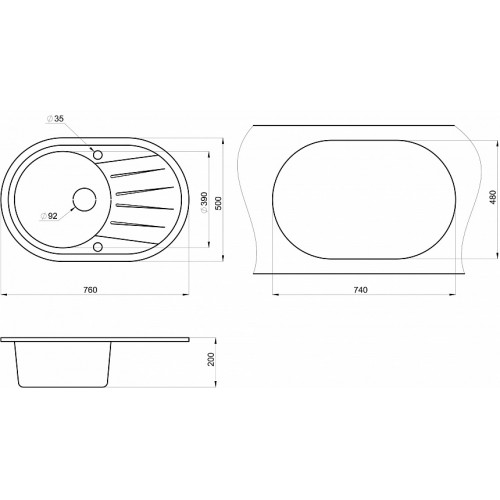 Кухонная мойка Granula ST-7601 (графит)