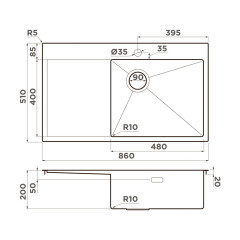 Кухонная мойка Omoikiri Akisame 86-GB-R Side (графит)