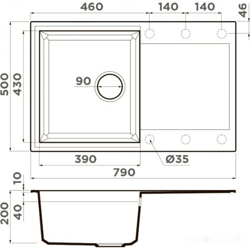 Кухонная мойка Omoikiri Sakaime 79-WH (4993279)