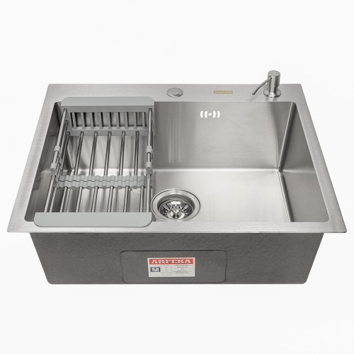 Кухонная мойка ARFEKA ECO AR 600*500, коландер, дозатор SATIN +CL AR+DS AR