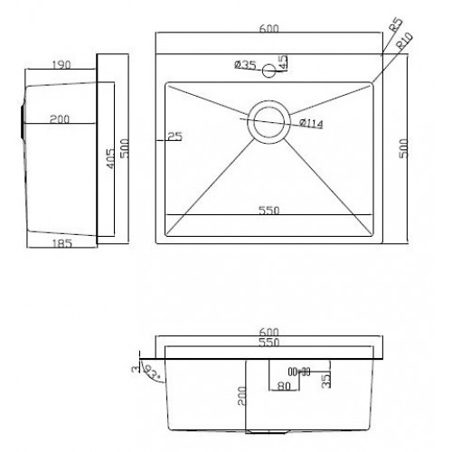 Кухонная мойка ARFEKA ECO AR 600*500, коландер, дозатор SATIN +CL AR+DS AR