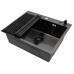 Кухонная мойка ARFEKA ECO AR 600*500 роллер-мат, дозатор BLACK +RM AR+DS AR