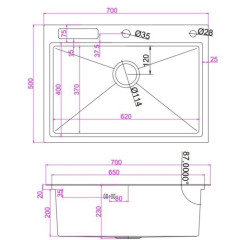 Кухонная мойка Zepein D7050HD Professional PVD (Графит)