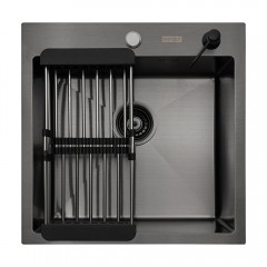 Кухонная мойка ARFEKA ECO AR 600*500, коландер, дозатор BLACK +CL AR+DS AR