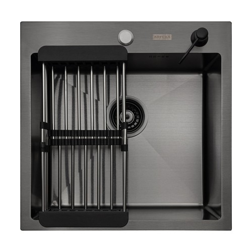 Кухонная мойка ARFEKA ECO AR 600*500, коландер, дозатор BLACK +CL AR+DS AR