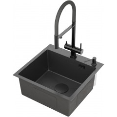 Кухонная мойка Roxen Snake 560220-50-BS (с коландером и дозатором)