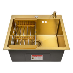 Кухонная мойка ARFEKA ECO AR 500*500, коландер, дозатор GOLD CL AR+DS AR