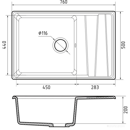 Кухонная мойка GranFest GF-LV-760L терракот