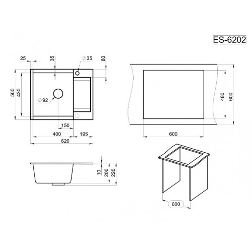 Кухонная мойка Granula ES-6202 (арктик)