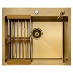 Кухонная мойка ARFEKA ECO AR 600*500, коландер, дозатор GOLD