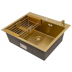 Кухонная мойка ARFEKA ECO AR 600*500, коландер, дозатор GOLD