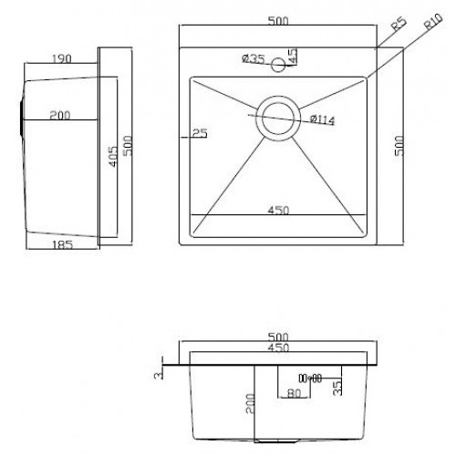 Кухонная мойка ARFEKA ECO AR 500*500, роллер-мат, дозатор GOLD +RM AR+DS AR
