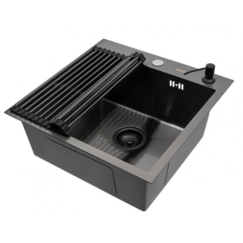 Кухонная мойка ARFEKA ECO AR 500*500, роллер-мат, дозатор BLACK +RM AR+DS AR