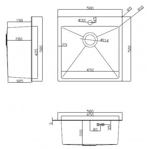 Кухонная мойка ARFEKA ECO AR 500*500, роллер-мат, дозатор BLACK +RM AR+DS AR