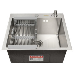 Кухонная мойка ARFEKA ECO AR 500*500, коландер, дозатор SATIN +CL AR+DS AR