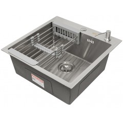 Кухонная мойка ARFEKA ECO AR 500*500, коландер, дозатор SATIN +CL AR+DS AR