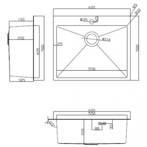 Кухонная мойка ARFEKA ECO AR 600*500 SATIN DECOR