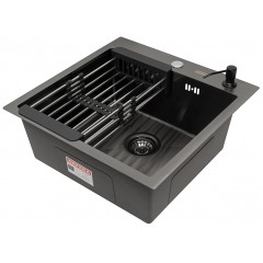Кухонная мойка ARFEKA ECO AR 500*500, коландер, дозатор BLACK DECOR CL AR+DS AR