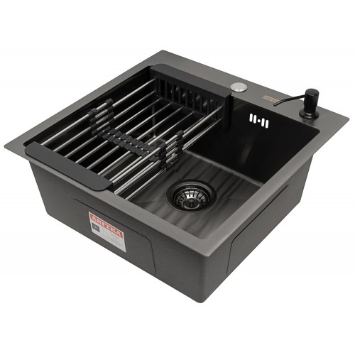 Кухонная мойка ARFEKA ECO AR 500*500, коландер, дозатор BLACK DECOR CL AR+DS AR