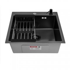 Кухонная мойка ARFEKA ECO AR 500*500, коландер, дозатор BLACK DECOR CL AR+DS AR