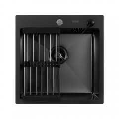 Кухонная мойка ARFEKA ECO AR 500*500, коландер, дозатор BLACK DECOR CL AR+DS AR