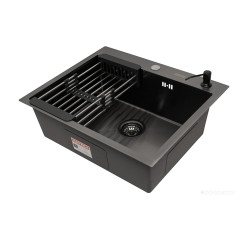 Кухонная мойка ARFEKA ECO AR 600*500, коландер, дозатор BLACK DECOR +CL AR+DS AR