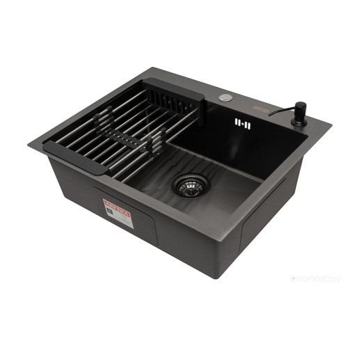 Кухонная мойка ARFEKA ECO AR 600*500, коландер, дозатор BLACK DECOR +CL AR+DS AR