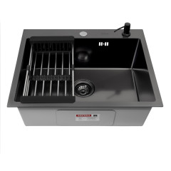 Кухонная мойка ARFEKA ECO AR 600*500, коландер, дозатор BLACK DECOR +CL AR+DS AR