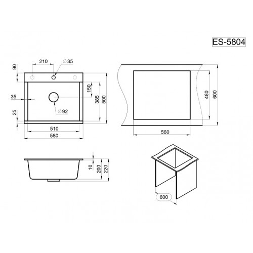 Кухонная мойка Granula 5804 графит