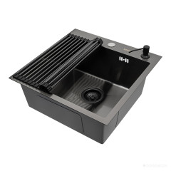 Кухонная мойка ARFEKA ECO AR 500*500, роллер-мат, дозатор BLACK DECOR +RM AR+DS AR