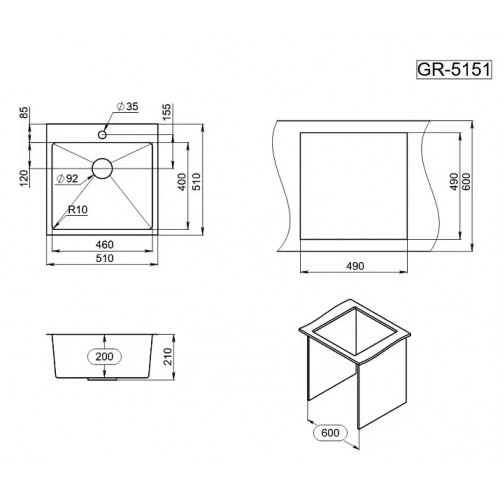 Кухонная мойка Granula GR-5151 (сатин)
