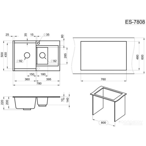 Кухонная мойка Granula ES-7808 (арктик)
