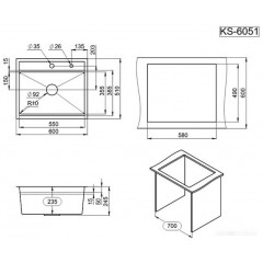 Кухонная мойка Granula KS-6051 (черный матовый)