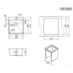Кухонная мойка Granula GR-4600 (графит матовый)