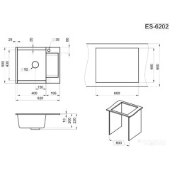 Кухонная мойка Granula ES-6202 (турмалин)
