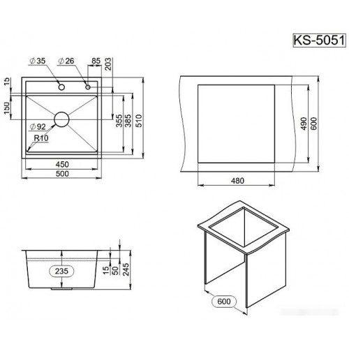Кухонная мойка Granula KS-5051 (сатин)