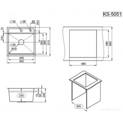 Кухонная мойка Granula KS-5051 (черный матовый)
