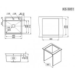 Кухонная мойка Granula KS-5051 (графит матовый)