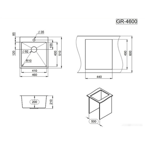 Кухонная мойка Granula GR-4600 (золото сатин)