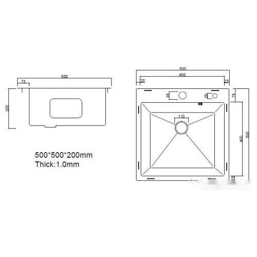 Кухонная мойка ARFEKA ECO AR 500*500 SATIN DECOR
