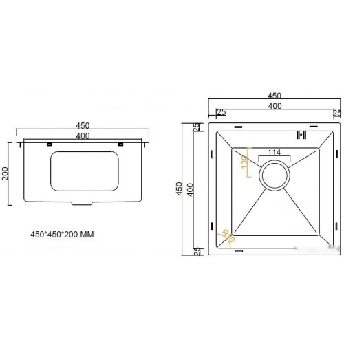 Кухонная мойка ARFEKA ECO AR 450*450 BLACK PVD NANO