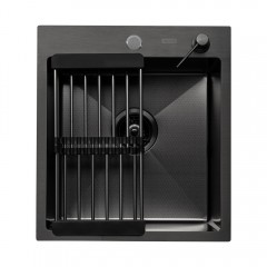 Кухонная мойка ARFEKA ECO AR 450*500, коландер, дозатор BLACK DECOR +CL AR+DS AR