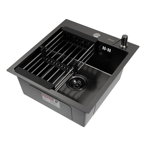 Кухонная мойка ARFEKA ECO AR 450*500, коландер, дозатор BLACK DECOR +CL AR+DS AR