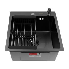 Кухонная мойка ARFEKA ECO AR 450*500, коландер, дозатор BLACK +CL AR+DS AR