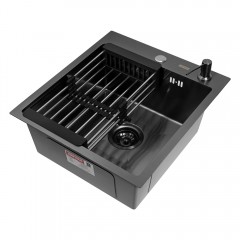 Кухонная мойка ARFEKA ECO AR 450*500, коландер, дозатор BLACK +CL AR+DS AR