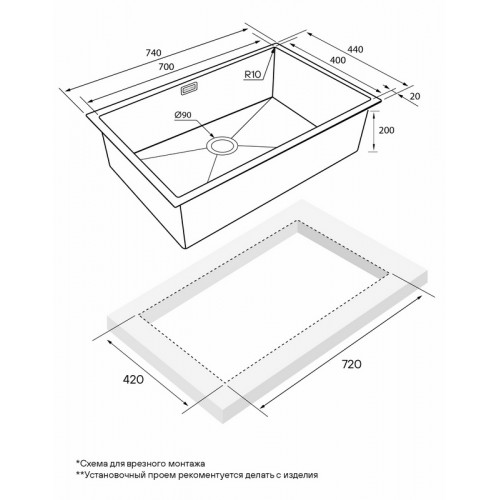 Кухонная мойка Paulmark PM217444-GM