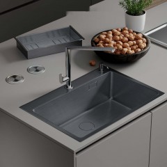 Кухонная мойка Roxen Simple 560220-70B (набор с коландером и дозатором)